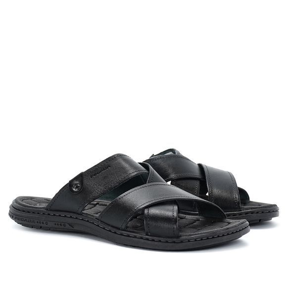 Шльопанці чоловічі шкіряні Pegada чорні літні 131285-03 фото